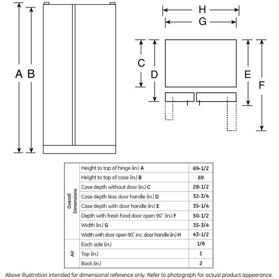 GE® 25.3 Cu. Ft. Side-By-Side Refrigerator on Fridge.com