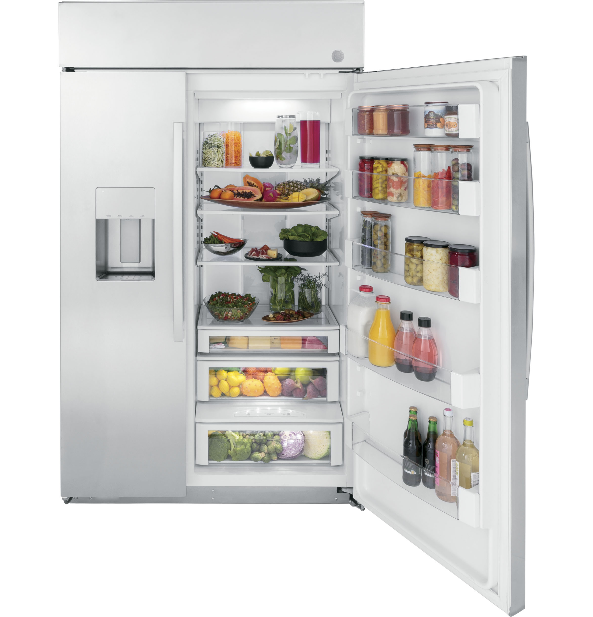 GE Profile™ 48" Smart Built-In Side-by-Side Refrigerator with Dispenser in Stainless Steel size 84 H x 48 W x 28.5 D | PSB48YSNSS | Fridge.com