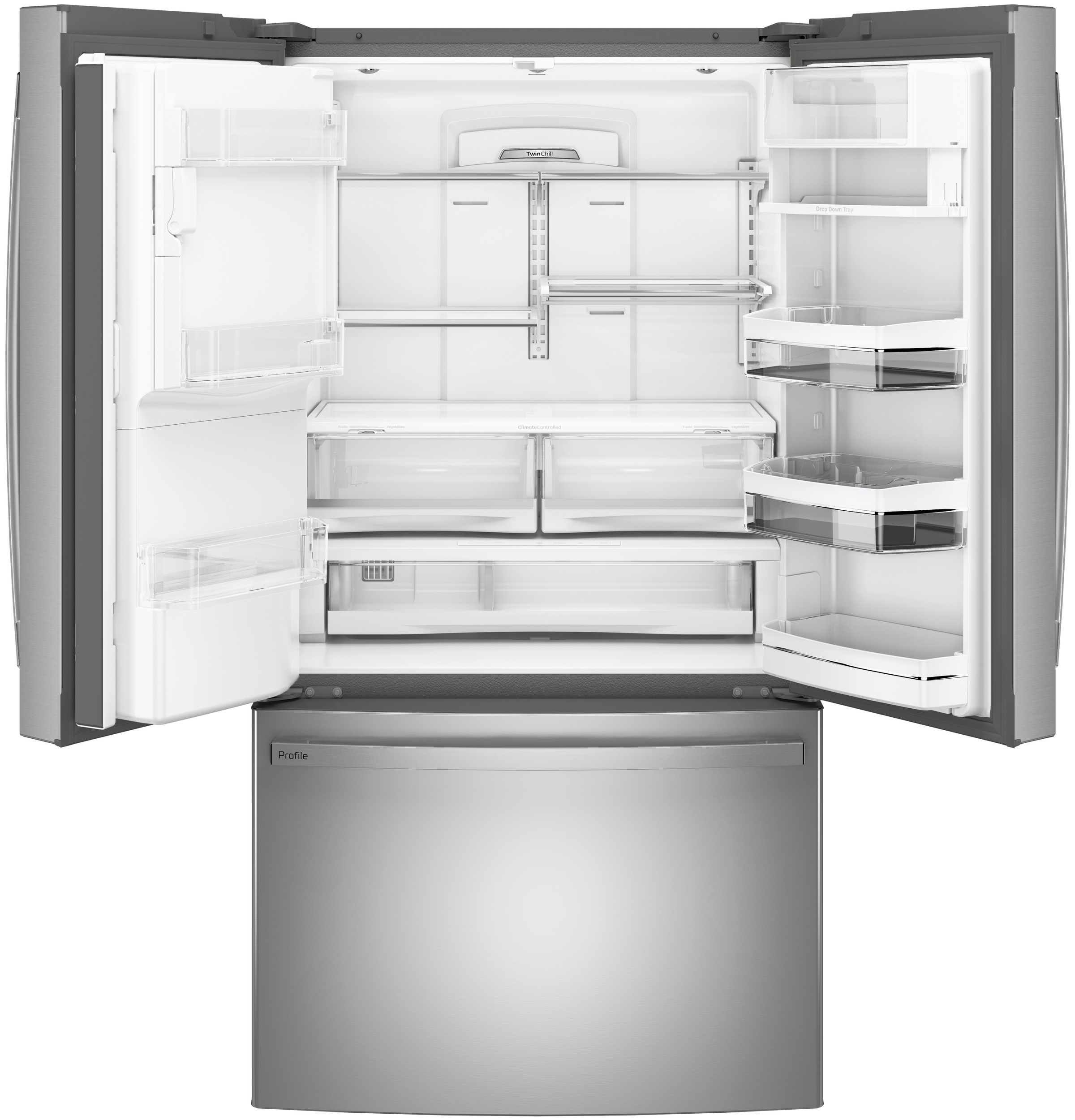 GE Profile™ ENERGY STAR® 22.1 Cu. Ft. Counter-Depth Fingerprint Resistant Refrigerator with Hands-Free AutoFill in Stainless Steel | PYE22KYNFS | Fridge.com