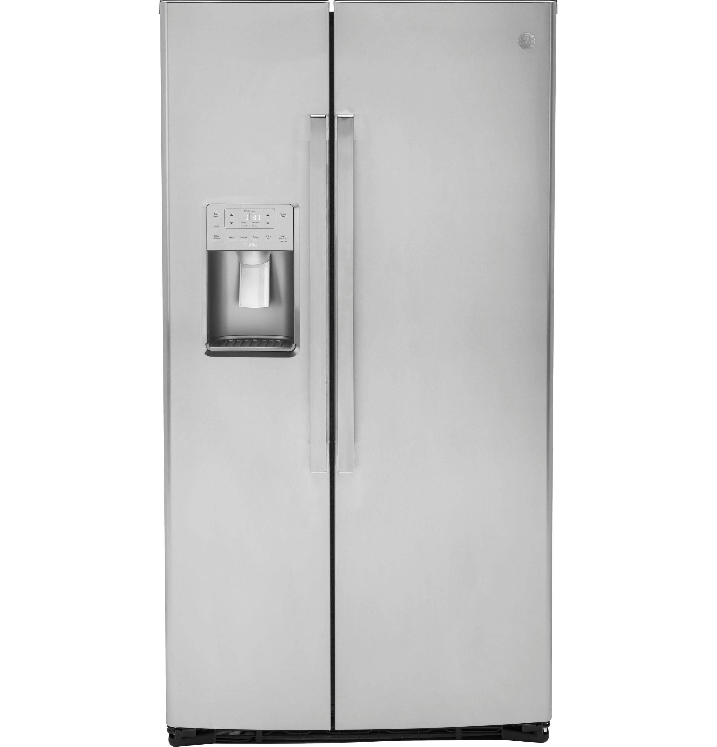 GE Profile™ 21.9 Cu. Ft. Counter-Depth Side-By-Side Refrigerator in Stainless size 69.25 H x 35.75 W x 30.75 D | PZS22MYKFS | Stainless Steel | Fridge.com