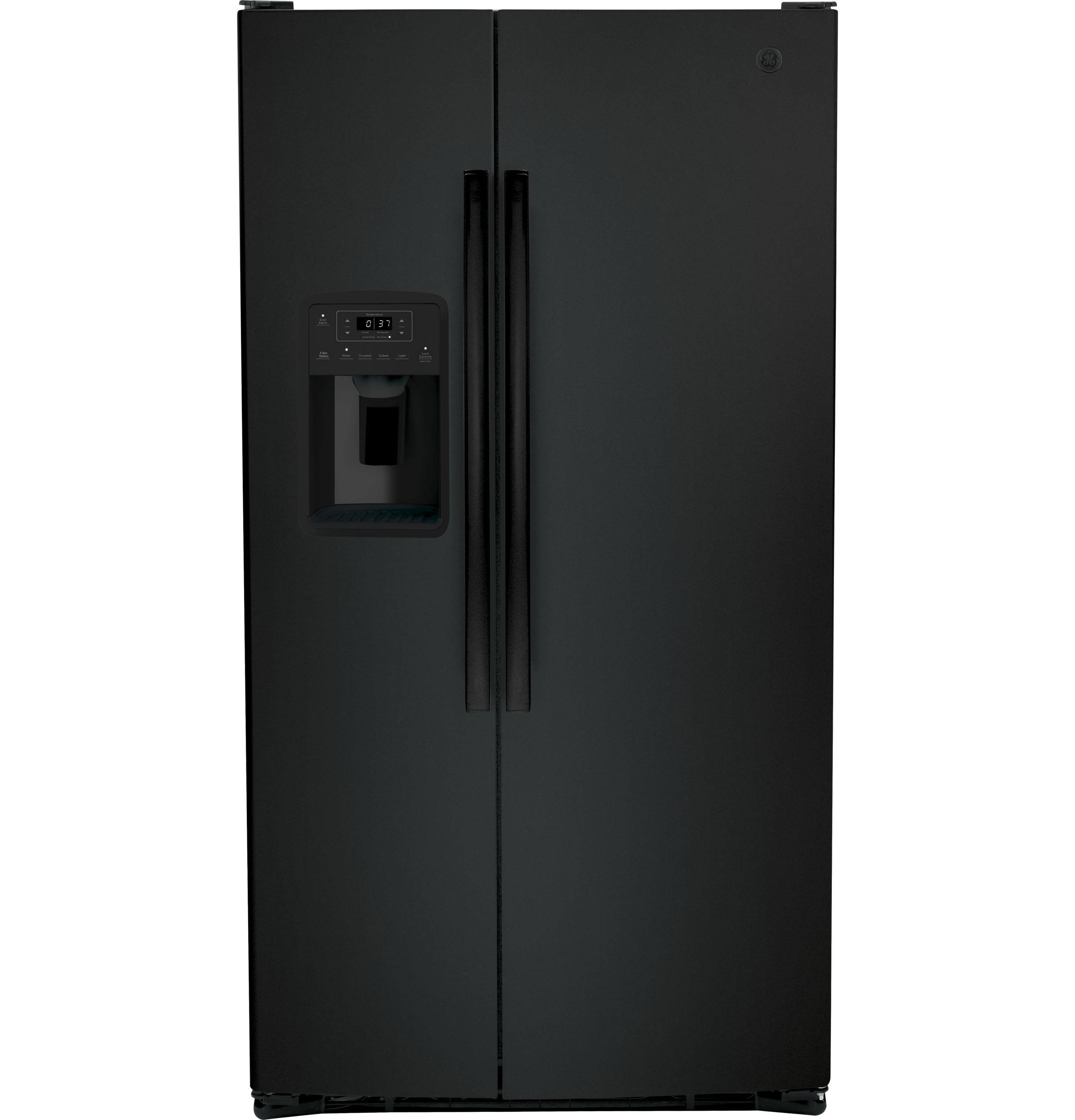GE® ENERGY STAR® 25.3 Cu. Ft. Side-By-Side Refrigerator in Black size 69.625 H x 35.75 W x 34.75 D | GSE25GGPBB | Fridge.com