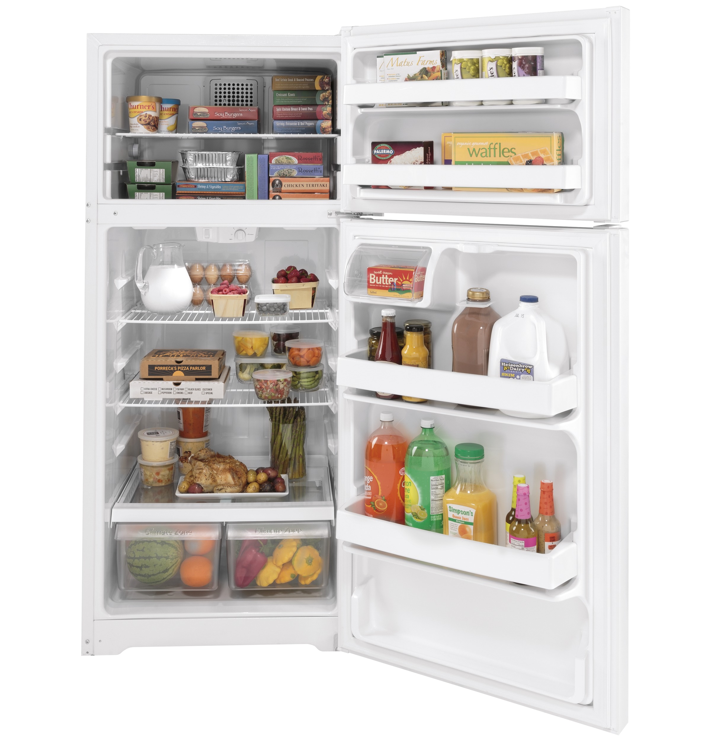 GE® ENERGY STAR® 16.6 Cu. Ft. Top-Freezer Refrigerator in White size 64.75 H x 28 W x 32.625 D | GTE17DTNRWW | Fridge.com