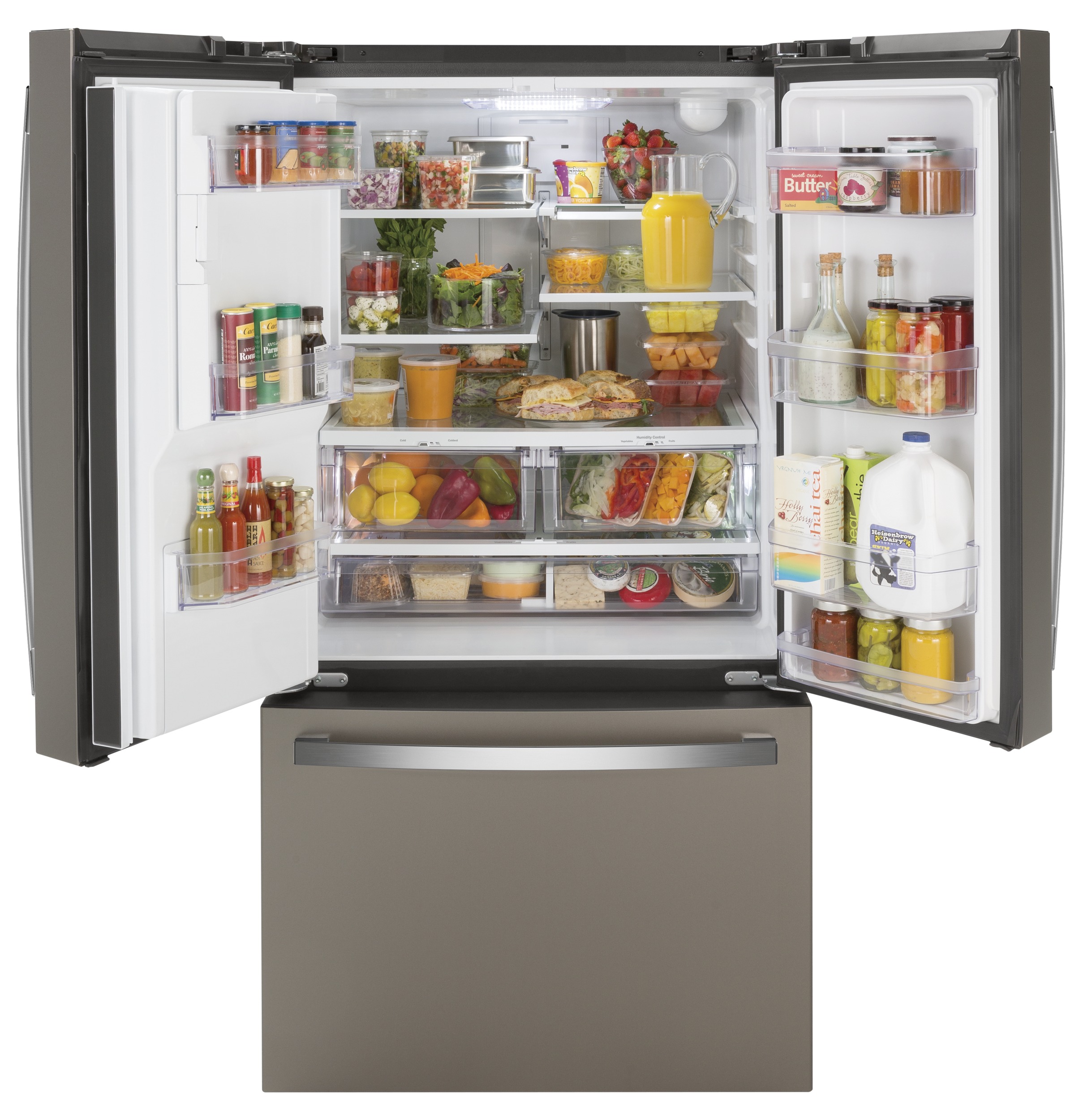 GE® ENERGY STAR® 25.7 Cu. Ft. Refrigerator in Slate size 69.875 H x 35.75 W x 35.875 D | GFE26JMMES | Stainless Steel | Fridge.com