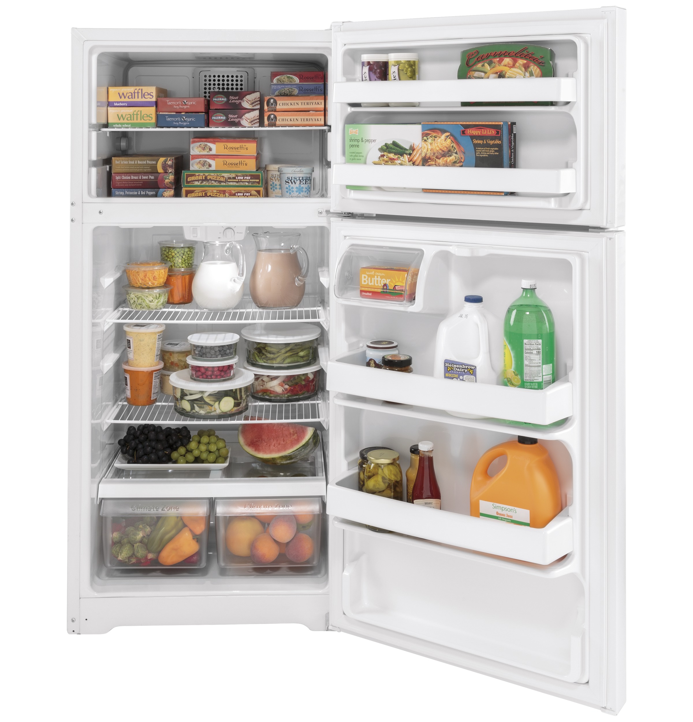 GE® ENERGY STAR® 15.6 Cu. Ft. Top-Freezer Refrigerator in White size 61.75 H x 28 W x 32.625 D | GTE16DTNRWW | Fridge.com
