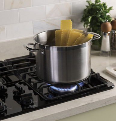 GE® 36" Built-In Gas Cooktop with Dishwasher-Safe Grates in Black size 4.75 H x 36 W x 21 D | JGP3036DLBB | Standard Cast