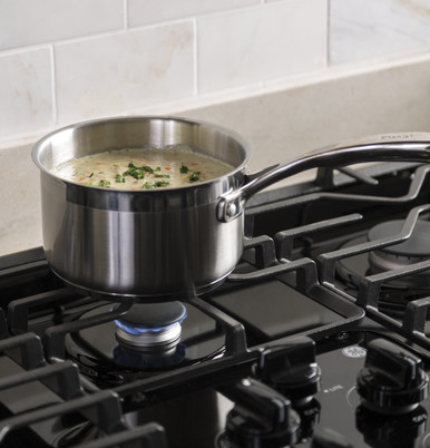 GE® 36" Built-In Gas Cooktop with Dishwasher-Safe Grates in Black size 4.75 H x 36 W x 21 D | JGP3036DLBB | Standard Cast