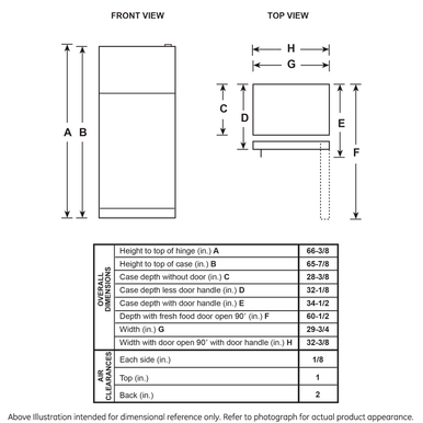 GE® ENERGY STAR® 19.2 Cu. Ft. Top-Freezer Refrigerator in Stainless Steel size 66.375 H x 29.75 W x 34.5 D | GTE19JSNRSS