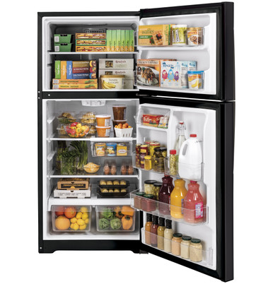 GE® 21.9 Cu. Ft. Garage Ready Top-Freezer Refrigerator in Black Slate size 66.375 H x 32.75 W x 34.5 D | GTS22KMNRDS | Stainless Steel