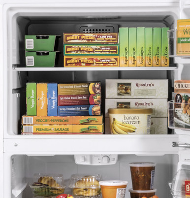 GE® 21.9 Cu. Ft. Garage Ready Top-Freezer Refrigerator in Black Slate size 66.375 H x 32.75 W x 34.5 D | GTS22KMNRDS | Stainless Steel