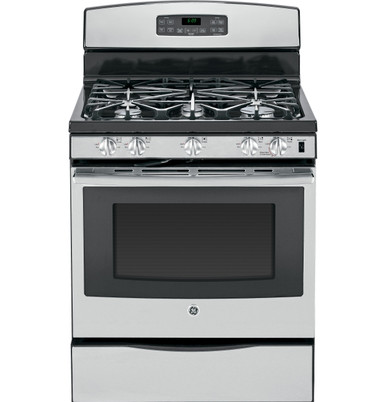 GE 30 in. 5.0 cu. ft. Air Fry Convection Oven Freestanding Gas Range with 5  Sealed Burners & Griddle - Stainless Steel