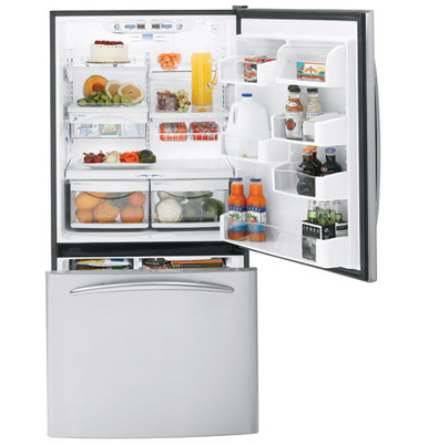GE PFS22SISSS 22.2 cu. ft. French-Door Refrigerator with 4 Glass Shelves,  Gallon Door Storage, ClimateKeeper System, TurboCool Setting, Internal  Water Dispenser and Upfront Temperature Controls: Stainless Steel