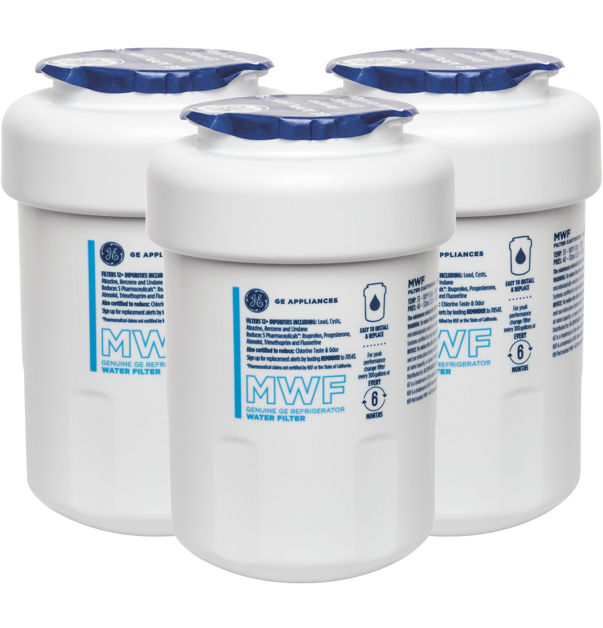 GE® MWF™ REFRIGERATOR WATER FILTER 3-PACK in White | MWFP3PK | Fridge.com