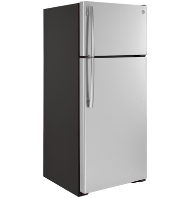 GE® 17.5 Cu. Ft. Top-Freezer Refrigerator in Stainless Steel size 67.375 H x 28 W x 32.625 D | GTS18GSNRSS
