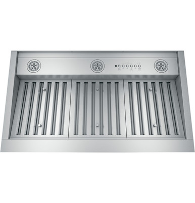 GE Profile 36” Smart Designer Custom Insert w/ Dimmable LED Lighting in Stainless Steel Range Hood | UVC9360SLSS | Steel