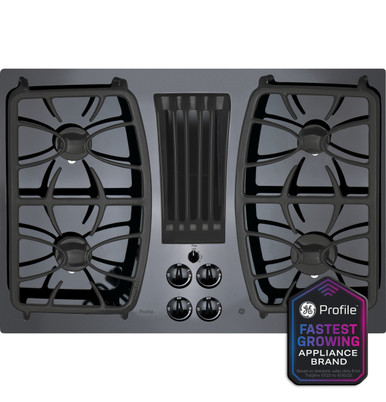 GE Profile™ 30" Built-In Gas Downdraft Cooktop in Black size 23.875 H x 29.75 W x 21.875 D | PGP9830DRBB | Medium Cast