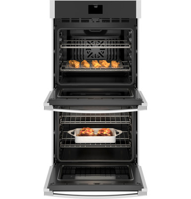 GE® 27" Smart Built-In Convection Double Wall Oven with No Preheat Air Fry in Stainless Steel size 51.125 H x 26.75 W x 26.625 D | JKD5000SVSS