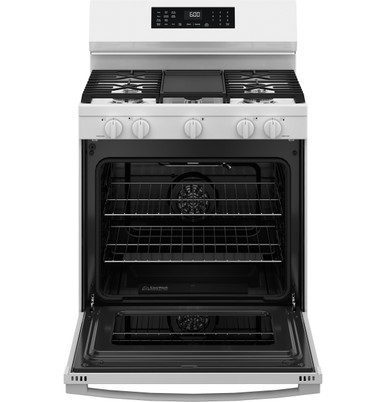 GE® 30" Free-Standing Gas Convection Range with No Preheat Air Fry and EasyWash™ Oven Tray in White | GGF600AVWW | Standard Cast