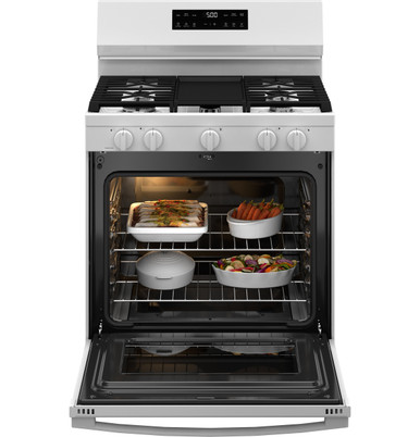 GE® 30" Free-Standing Gas Range with Crisp Mode in White size 47.25 H x 30 W x 27.875 D | GGF500PVWW | Standard Cast