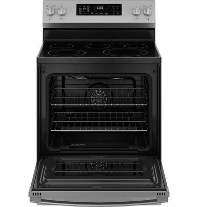 GE® ENERGY STAR® 30" Free-Standing Electric Convection Range with No Preheat Air Fry and EasyWash™ Oven Tray in Stainless Steel | GRF600AVSS