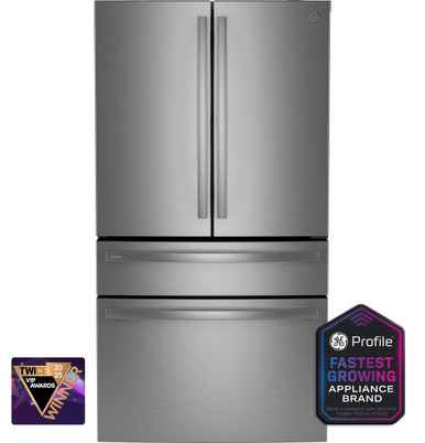 GE Profile™ ENERGY STAR® 23.2 Cu. Ft. Smart Counter-Depth Fingerprint Resistant 4-Door Refrigerator in Stainless | PJE23BYWFS | Stainless Steel