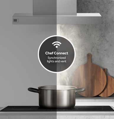 GE Profile 36" Designer Island-Mount Chimney Vent Hood with Clean Air Sensors in Stainless Steel size 2.4 H x 36 W x 26.6 D | UVI1036SRSS