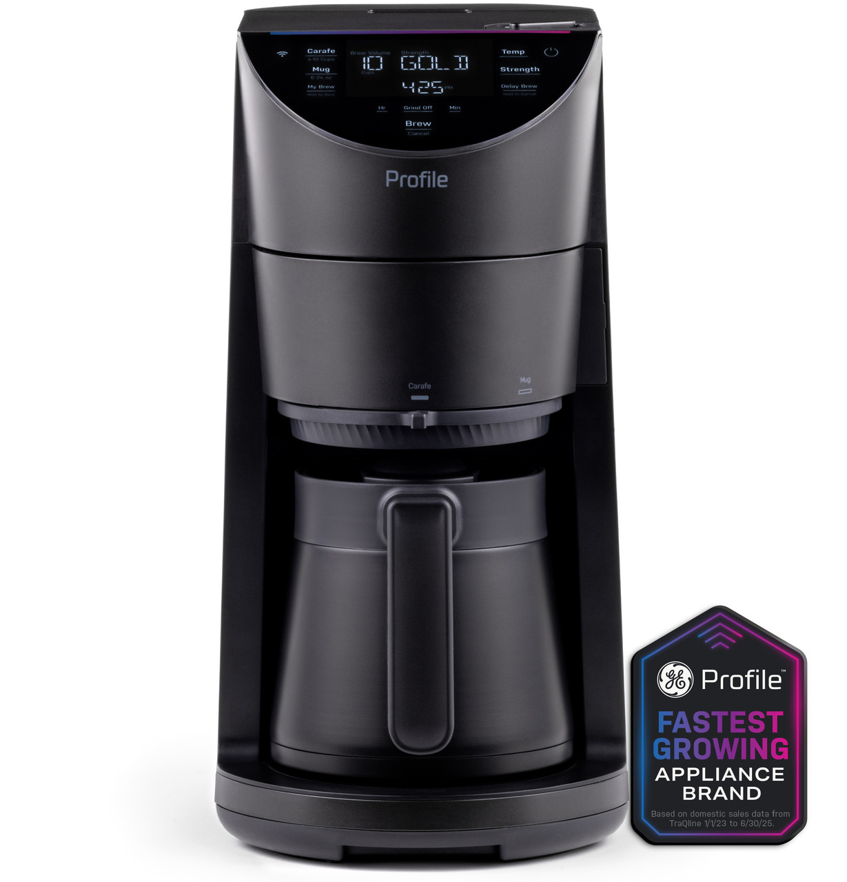 GE Profile™ Smart Grind and Brew Coffee Maker with Podless Single Serve in Carbon Black size 16.4 H x 7.5 W x 12.30 D | P7CGAAS6TBB