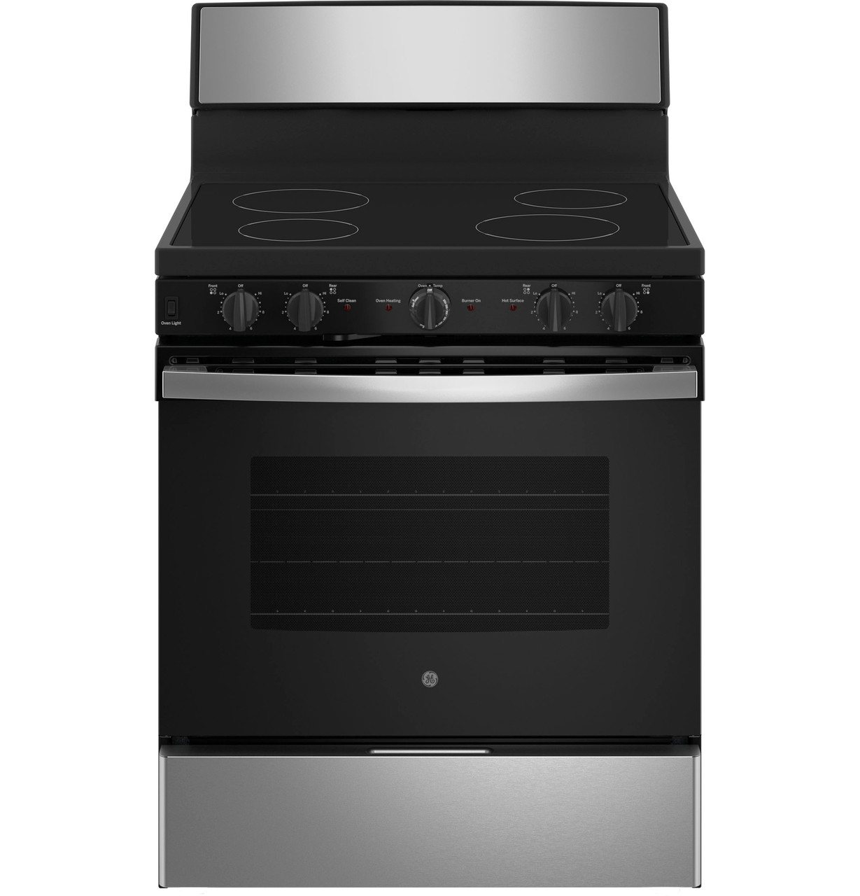 GE® ENERGY STAR® 30” Free-Standing Electric Radiant Smooth Cooktop Range in Stainless Steel/Black | JB480SYSS | Stainless Steel