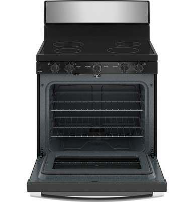 GE® ENERGY STAR® 30” Free-Standing Electric Radiant Smooth Cooktop Range in Stainless Steel/Black | JB480SYSS | Stainless Steel