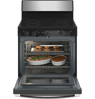 GE® ENERGY STAR® 30” Free-Standing Electric Radiant Smooth Cooktop Range in Stainless Steel/Black | JB480SYSS | Stainless Steel