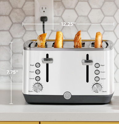 GE 4-Slice Toaster in Snow White size 7.64 H x 12.17 W x 11.18 D | G9TMA4SGYWH | Stainless Steel