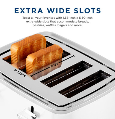 GE 4-Slice Toaster in Snow White size 7.64 H x 12.17 W x 11.18 D | G9TMA4SGYWH | Stainless Steel
