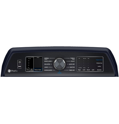 GE Profile™ ENERGY STAR® 7.3 cu. ft. Capacity Smart Electric Dryer with Steam and Washer Link in Sapphire Blue | PTD80EBPTRS