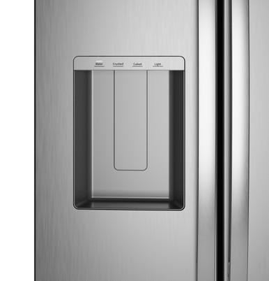 GE® 23.5 Cu. Ft. Counter-Depth Side-By-Side Refrigerator with LED Light Walls and Extra Tall Dispenser in Stainless | GZS24PYYFS | Stainless Steel