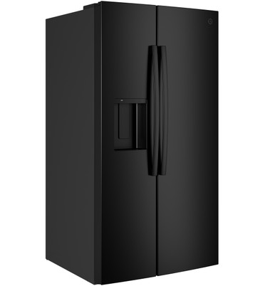 GE® 27.9 Cu. Ft. Side-By-Side Refrigerator with Extra Tall Dispenser and In-Door Icemaker in Black size 69.94 H x 35.75 W x 36 D | GSS28NGYBB