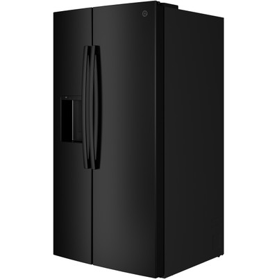 GE® 27.9 Cu. Ft. Side-By-Side Refrigerator with Extra Tall Dispenser and In-Door Icemaker in Black size 69.94 H x 35.75 W x 36 D | GSS28NGYBB