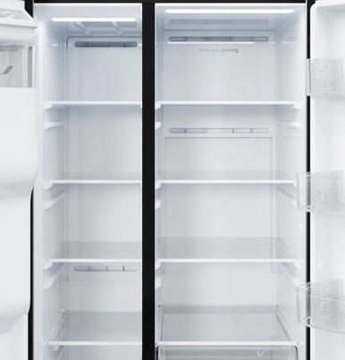 GE® 27.9 Cu. Ft. Side-By-Side Refrigerator with Extra Tall Dispenser and In-Door Icemaker in Black size 69.94 H x 35.75 W x 36 D | GSS28NGYBB