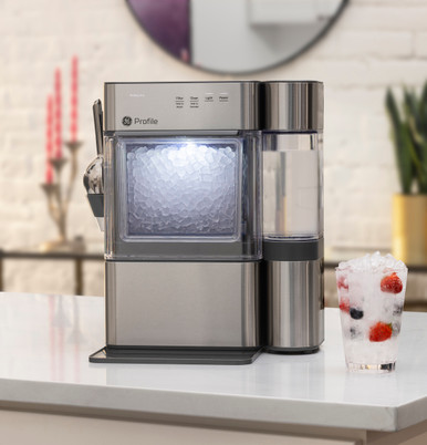 GE Profile™ Opal™ Mini Pro + Nugget Ice Maker with Side Tank in Stainless Steel size 14.56 H x 11.6 W x 15.6 D | P4NM25QZSS