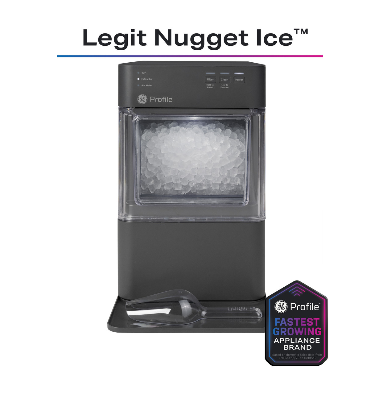 GE Profile Opal Mini Nugget Ice Maker in Charcoal Grey size 14.56 H x 8.6 W x 15.6 D | P4NM20AZOG