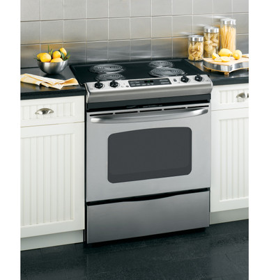 GE - 2.9 Cu. ft. Freestanding Electric Range - Stainless Steel