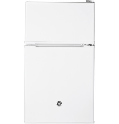 GE Appliances 3.1 Cubic Feet Double-Door Compact Refrigerator in Stainless  Steel