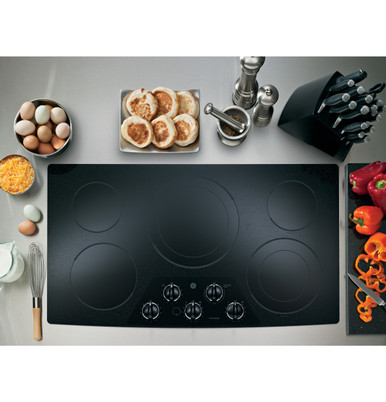 GE JP626BKBB 36 Electric Cooktop with 4 Coil Elements, Removable Drip  Bowls, Upfront Controls and ADA Compliant: Black