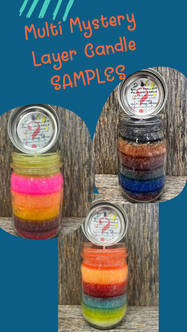 Multi Layered Mystery Candles are all unique. Each layer is a different scent! But don't think just because you know the color you know the scent... that would be WAY to easy! I may or may not change the color to make it more interesting. :) No two candles are the same so, it is a surprise in every jar.