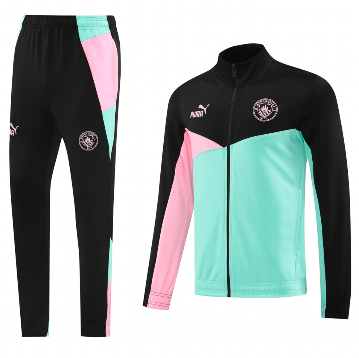 Manchester City 24/25 Men's Turquoise-Black Long Zip Jacket