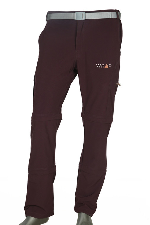 Convertible Detachable Trekking Hiking Outdoor Pants Maroon with belt