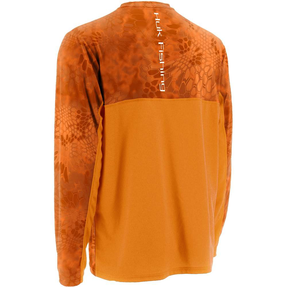 Huk Kryptek Solid Long Sleeve Icon Shirt - Orange - TackleDirect