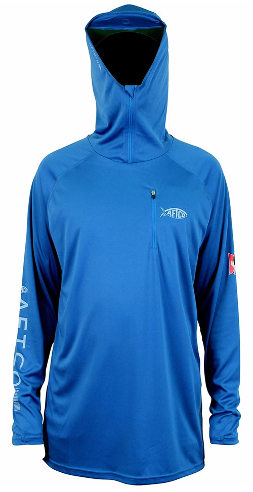 ウェア AFTCO jason christie hooded Aftco Jason Christie Performance Hooded LS Shirt - Nautical Blue