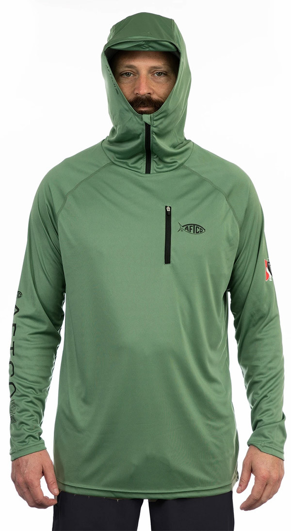 Aftco Jason Christie Performance Hooded LS Shirt - Olive