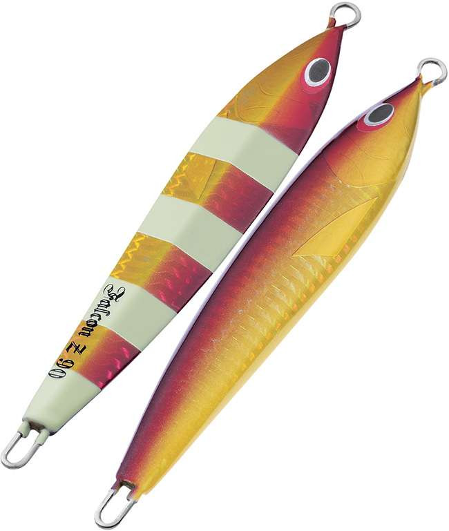 Sea Falcon Z Slide Jig 150g Red Gold Zebra Glow TackleDirect