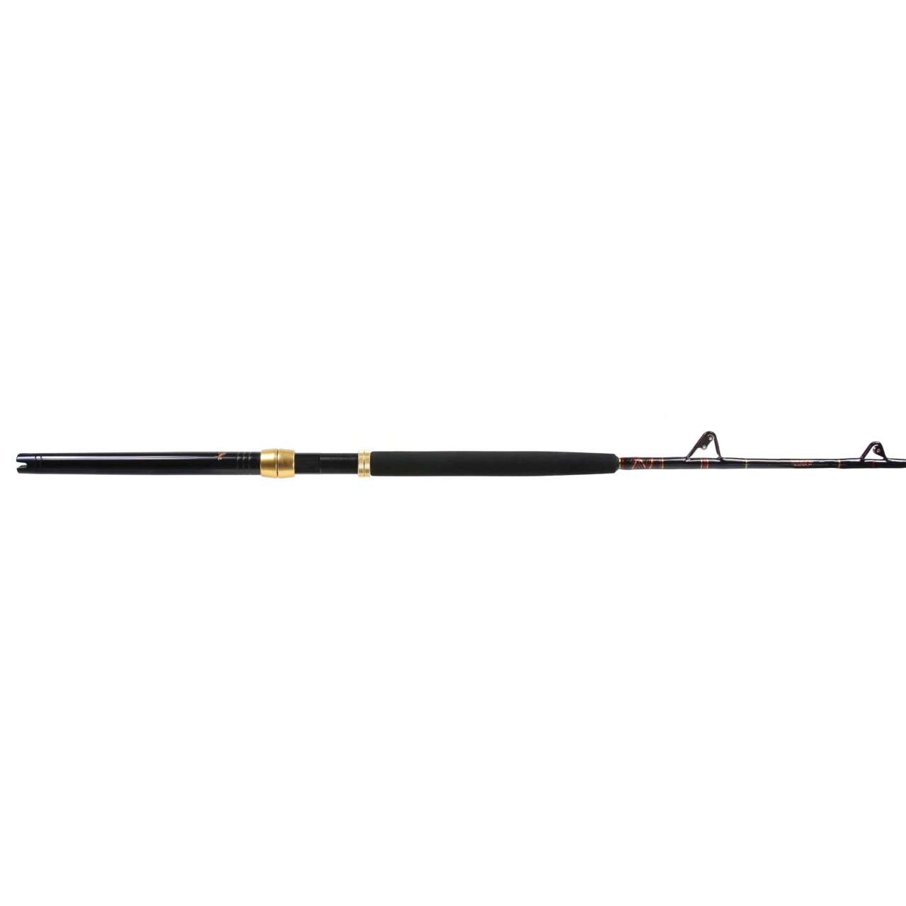 5 foot standup fishing pole Alutecnos Albacore 50-80 Pound 2 Piece Feet 9 Inch Stand Up Trolling – line protecting Aluminum Oxide rings mounted in stainless steel one foot and two foot frames for lighter weight 5 ft. 2 in. Fiberglass