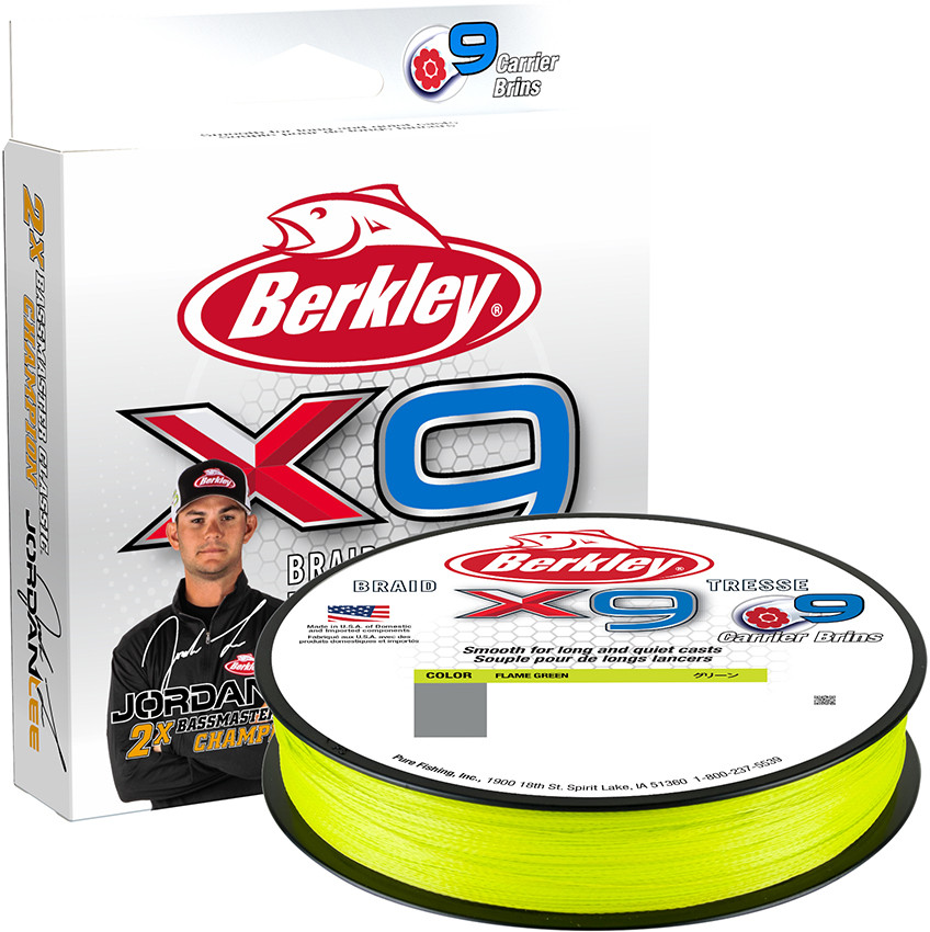 Berkley X9 Braided Line - Flame Green - 80lb - 164yds - TackleDirect